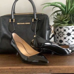 Michael Kors black patent kitten heels